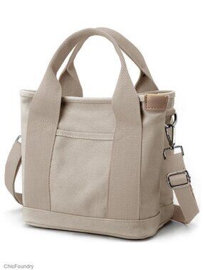 Canvas Crossbody Tote Bag with Zipper, Adjustable Strap, Hobo Satchel